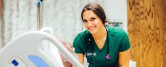 Woman in nurse scrubs